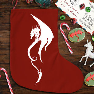 Grande Chaussette De Noël Conception de Noël de dragon tribal rouge gras