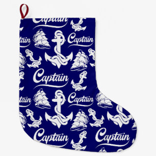 Grande Chaussette De Noël Conception nautique d'ancre de voilier capitaine