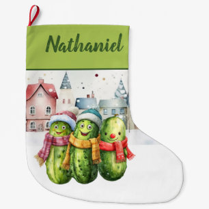 Grande Chaussette De Noël Concombre Personnalisé Double Face