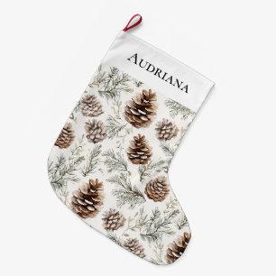 Grande Chaussette De Noël Cones de pin de Noël