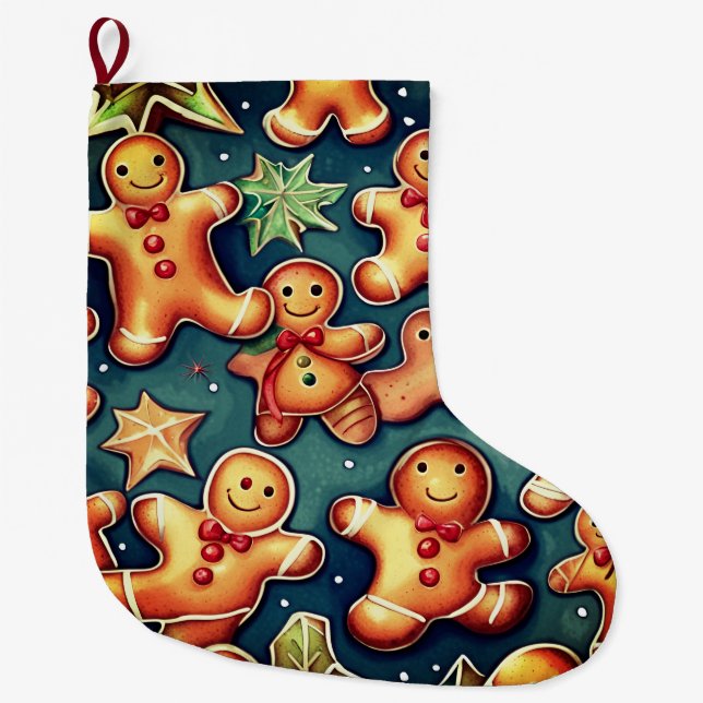 Grande Chaussette De Noël cookies de pain d'épice de Noël (Devant)