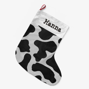 Grande Chaussette De Noël Copie noire et blanche de vache
