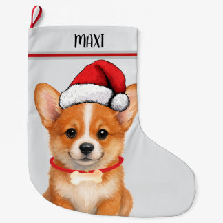 Grande Chaussette De Noël Corgi Dog Puppy Custom Pet