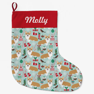 Grande Chaussette De Noël Corgi Stocking - conception de corgis mignon noël