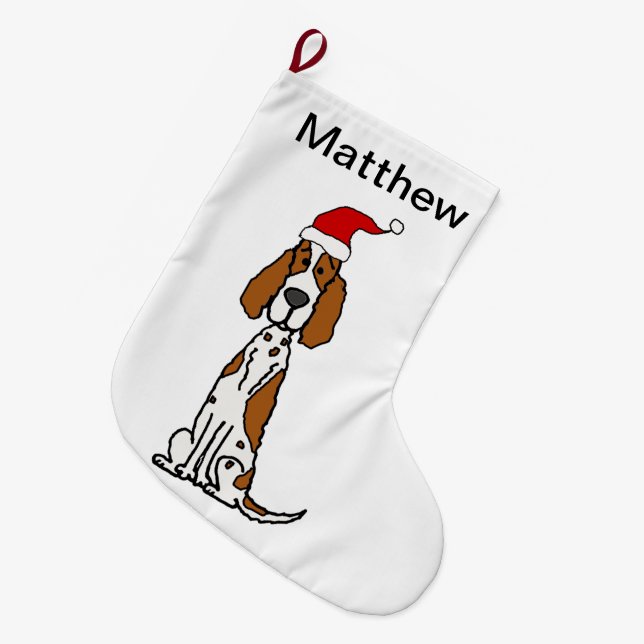 Grande Chaussette De Noël Coup d'oeil anglais Noël de Chien coquelicot (Devant (Accrochage))