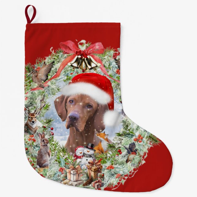Grande Chaussette De Noël Couronne de Noël de Vizsla en Hongrie (Devant)