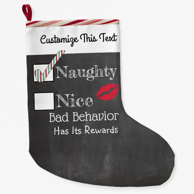 Grande Chaussette De Noël Craie vilaine de parties scintillantes de Noël (Devant)