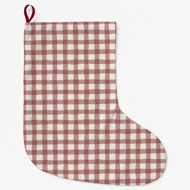Grande Chaussette De Noël Cranberry Gingham Red Maroon (Devant)