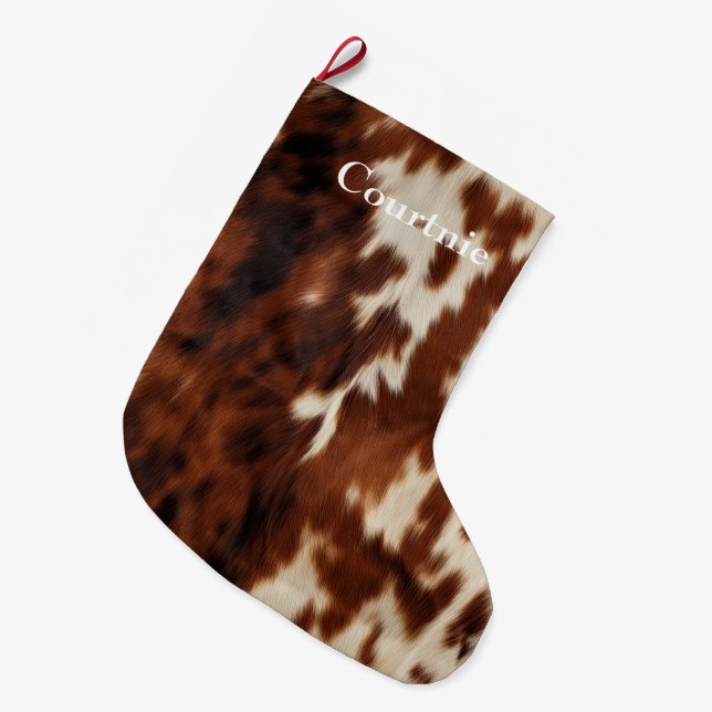 Grande Chaussette De Noël Crème Brown Vachette du sud-ouest (Devant (Accrochage))