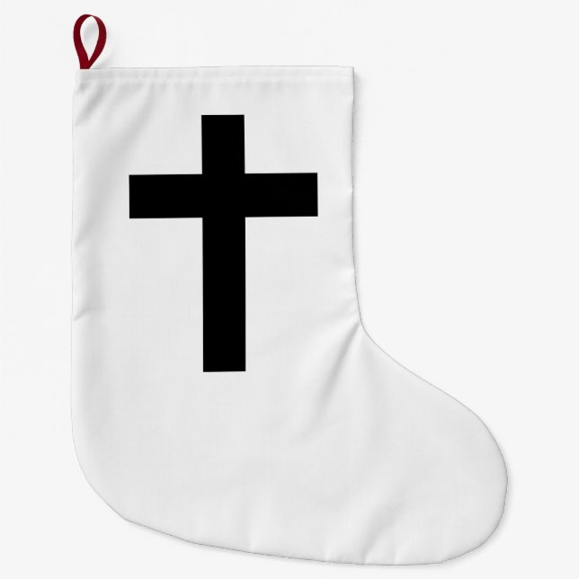 Grande Chaussette De Noël Croix chrétienne (Devant)