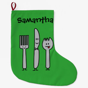 Grande Chaussette De Noël Cuillère mignonne de Spork de couteau de