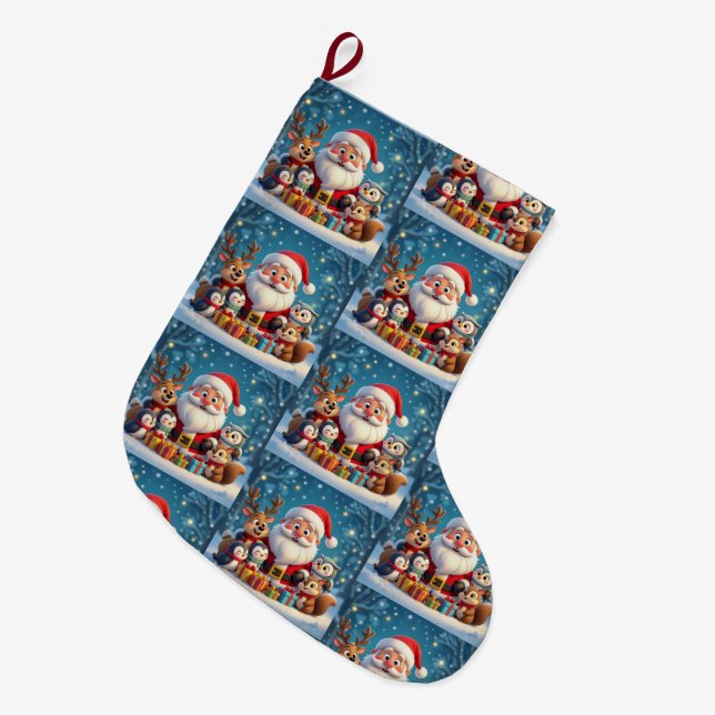 Grande Chaussette De Noël Custom Memory Keepsake Christmas Stocking (Devant (Accrochage))