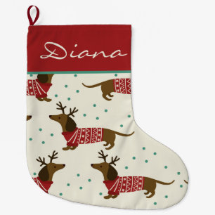 Grande Chaussette De Noël Cute Dachshund