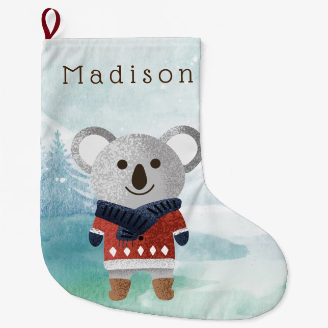 Grande Chaussette De Noël Cute Sweatered Koala (Devant)