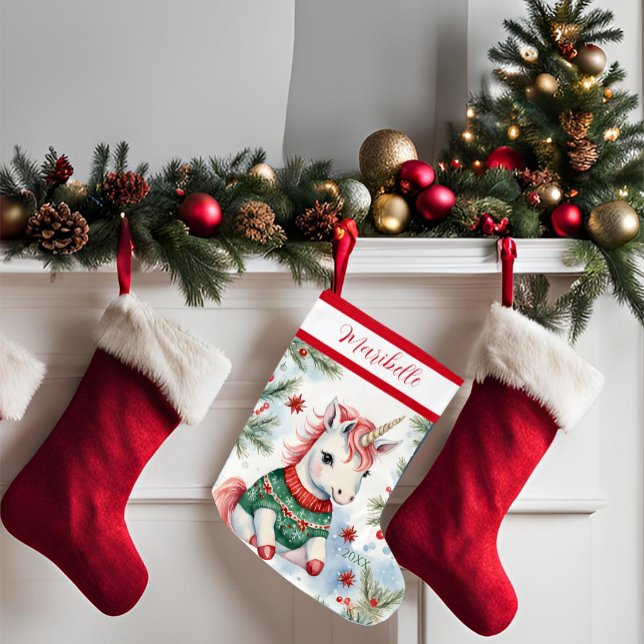 Grande Chaussette De Noël Cute Unicorn Personnalisé (Créateur téléchargé)