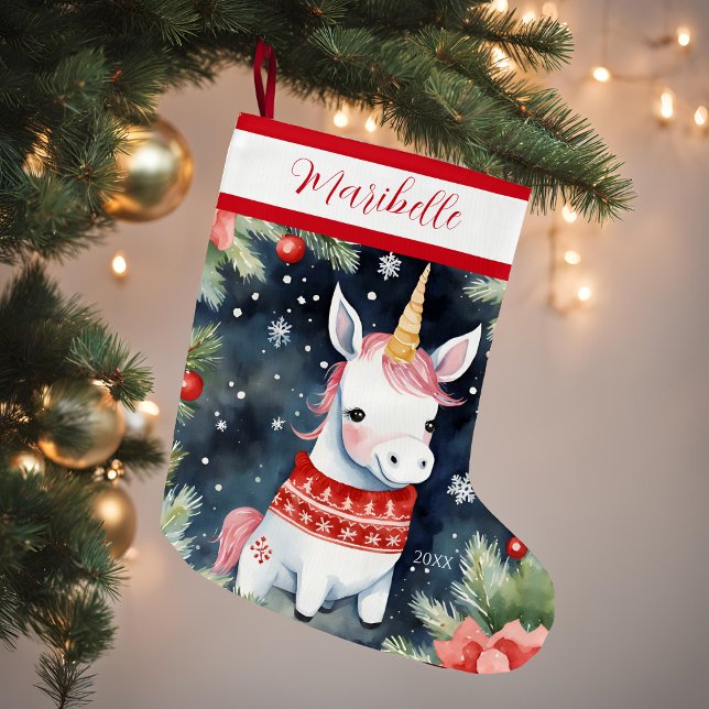 Grande Chaussette De Noël Cute Xmas Unicorn (Créateur téléchargé)