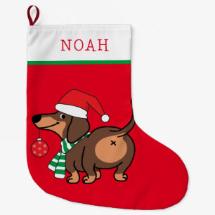 Grande Chaussette De Noël Dachshund Chien mignonne Joyeux Noël