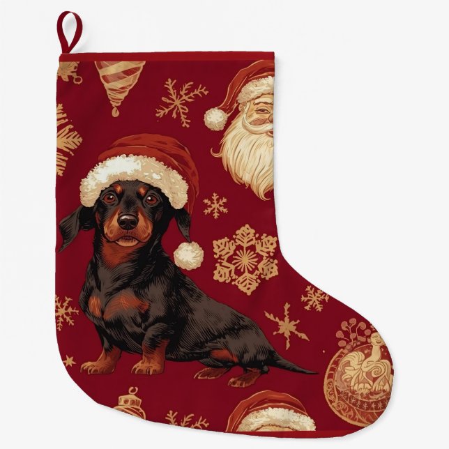 Grande Chaussette De Noël Dachshund dog christmas (Devant)