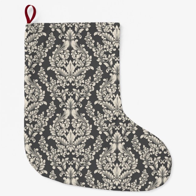 Grande Chaussette De Noël Damas (Devant)