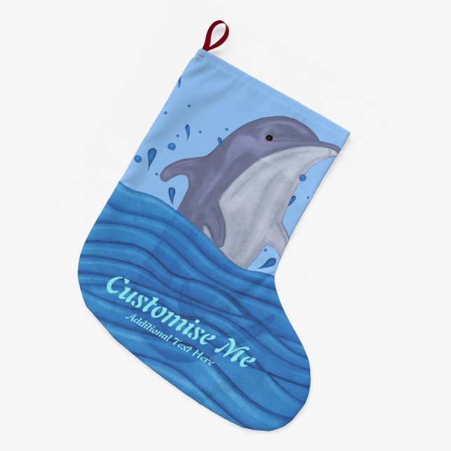 Grande Chaussette De Noël Dauphin Splash (Devant (Accrochage))