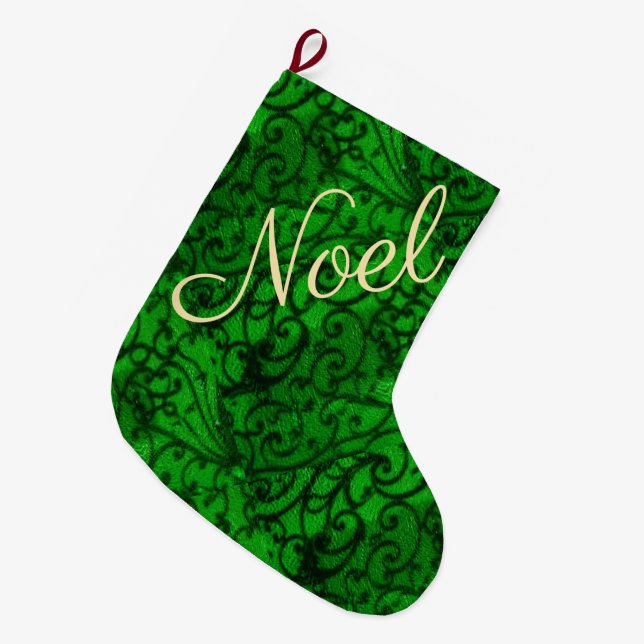 Grande Chaussette De Noël Défilement Green Christmas Stocking (Devant (Accrochage))