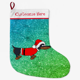 Grande Chaussette De Noël Dessin Père Noël Dachshund Design Stockage de No