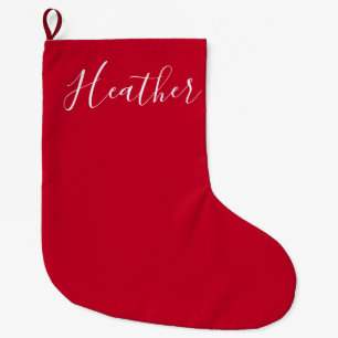 Grande Chaussette De Noël Destinataires Nom écrit rouge avec un script blanc