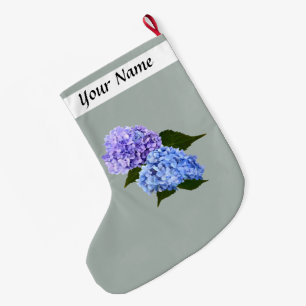 Grande Chaussette De Noël Deux Hydrangea Lavender et Blue