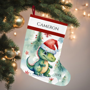 Grande Chaussette De Noël Dinosaur Santa Hat