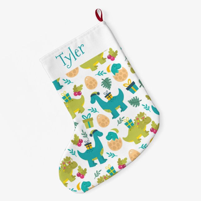 Grande Chaussette De Noël Dinosaure (Dos (Accrochage))