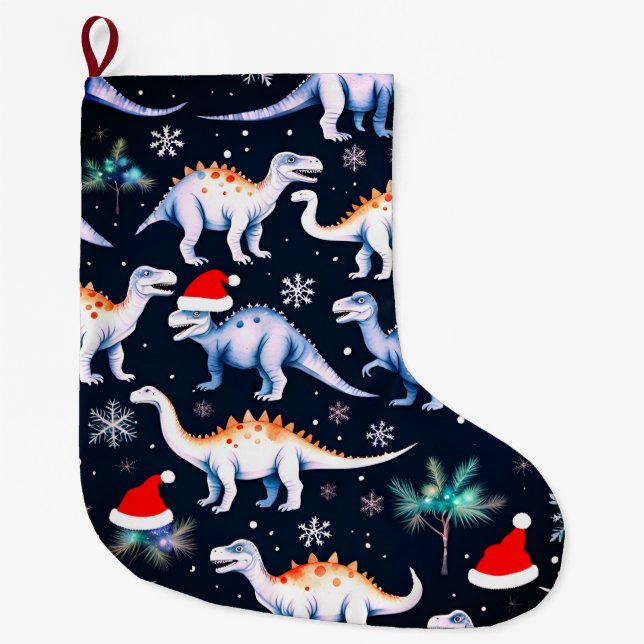 Grande Chaussette De Noël Dinosaures de Noël (Devant)