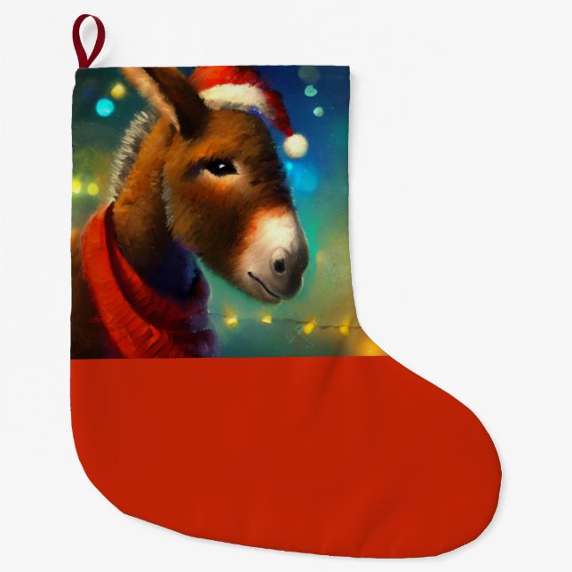 Grande Chaussette De Noël Donkey de Noël 3 (Devant)
