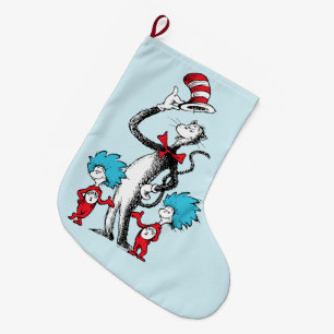 Grande Chaussette De Noël Dr Seuss   Chat dans le Casquette, Chose un & Chos