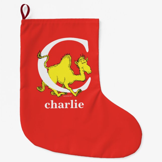 Grande Chaussette De Noël Dr Seuss's ABC : Letter C - White | Add Your Name (Devant)