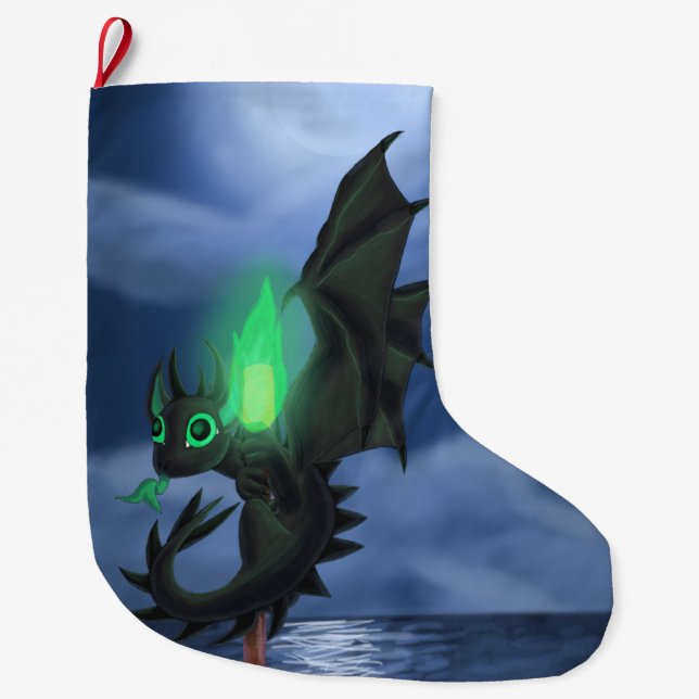 Grande Chaussette De Noël Dragon de nuit (Devant)