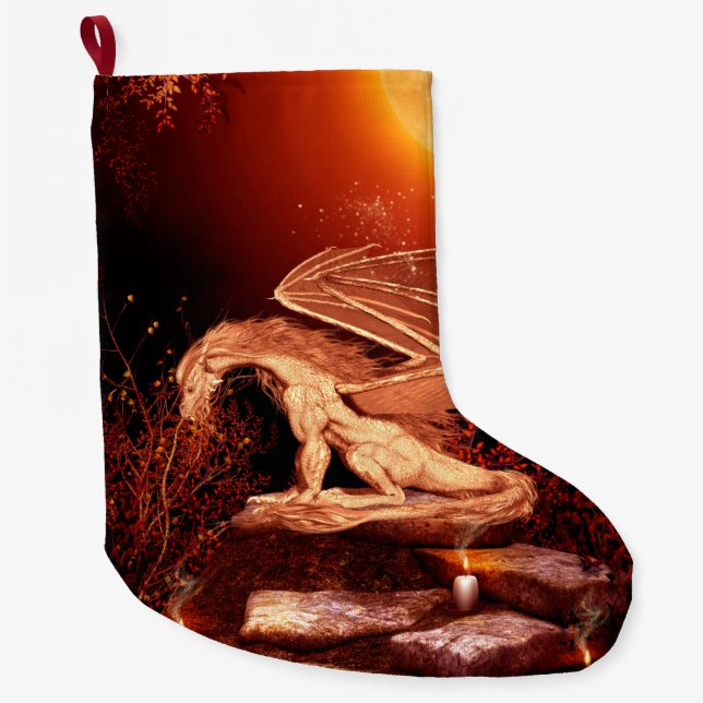 Grande Chaussette De Noël Dragon merveilleux (Devant)