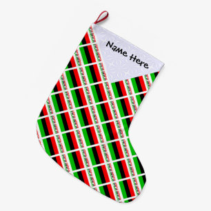 Grande Chaussette De Noël Drapeau afro-américain et de la diaspora avec nom 