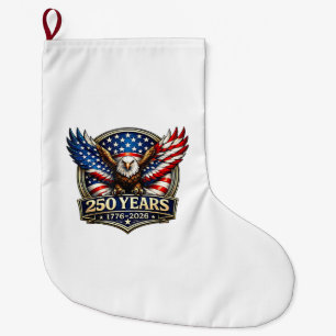 Grande Chaussette De Noël Drapeau américain de l'aigle vintage du 4 juillet
