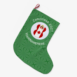 Grande Chaussette De Noël Drapeau canadien Ange de Noël Nom de l'année