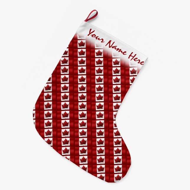 Grande Chaussette De Noël Drapeau canadien Stocker le Canada Stocker Noël (Devant (Accrochage))