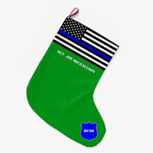 Grande Chaussette De Noël Drapeau de la police [Thin Blue Line] Back the Blu