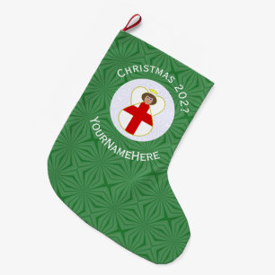 Grande Chaussette De Noël Drapeau de Noël personnalisé d'ange américain