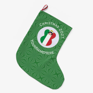 Grande Chaussette De Noël Drapeau italien d'ange pour Noël