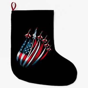 Grande Chaussette De Noël Drapeau Patriotique USA Jets Boys 4 juillet