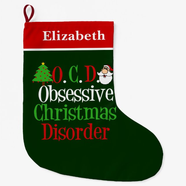 Grande Chaussette De Noël Drôle désordre de Noël obsessionnel (Devant)