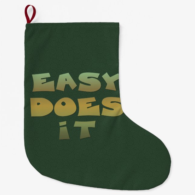Grande Chaussette De Noël Easy It Recovery Slogan Citation Vert Or Texte (Devant)
