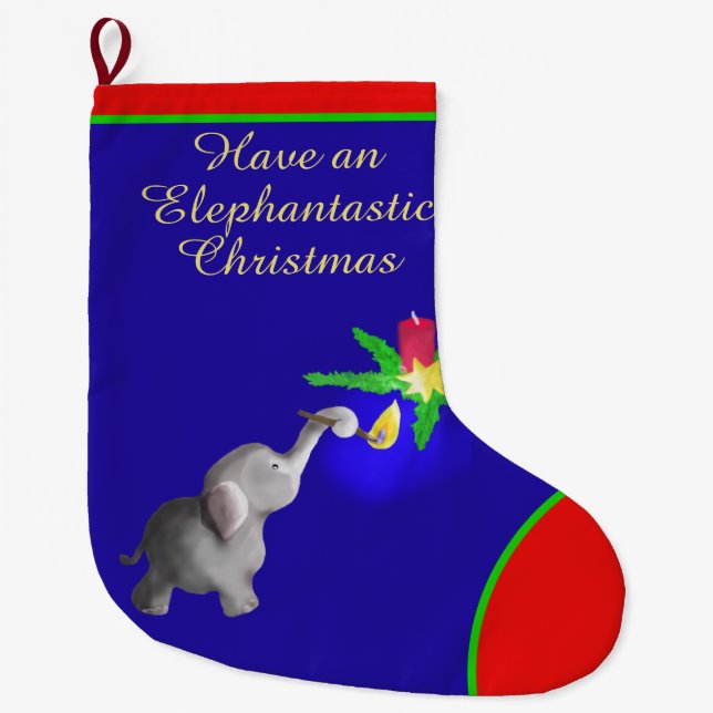 Grande Chaussette De Noël Éclairage de bougie Eléphant astique Noël mignon (Devant)
