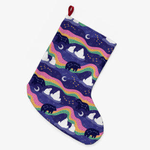 Grande Chaussette De Noël Éclairage du Nord