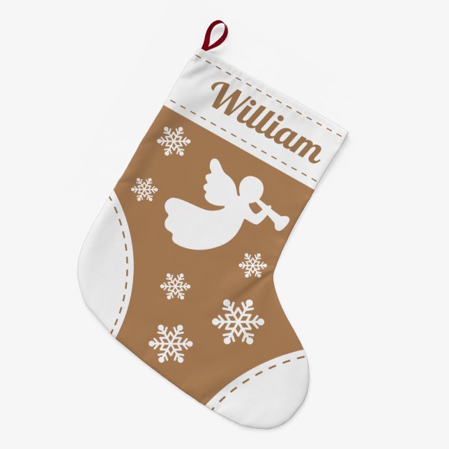 Grande Chaussette De Noël Élégant Ange Noël Stocking (Devant (Accrochage))