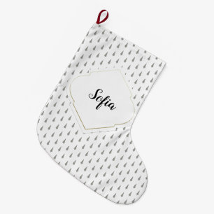 Grande Chaussette De Noël Élégant Charmant Monogramme en Or Blanc